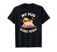 My Pug Does Yoga Carino Cane Tema Art Maglietta