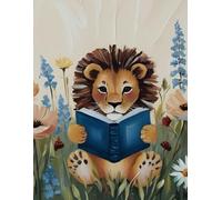 My Reading Journal: A Whimsical Bullet Journal for Kids: Featuring a Gentle Lion Reading in a Flower-Filled Meadow - A Dot Grid Notebook for Writing, Drawing, and Imaginative Journaling