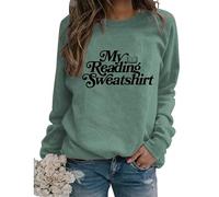 My Reading Sweatshirt Gift for Book Lover Womens Funny Letter Print Crewneck Graphic Pullover Tops Librarian Shirt
