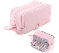 My Royale® - Astuccio scolastico 4 scomparti, astuccio grande capacità, astucci per scuola, astucci grandi, materiale scolastico, tutti i tuoi utili organizzati, Pencil Case, colore nero., Rosa