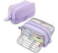 My Royale - Astuccio scolastico 4 scomparti, astuccio grande capacità, astucci per scuola, astucci grandi, materiale scolastico, tutti i tuoi utili organizzati, Pencil Case, colore nero., Viola, 22 x