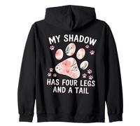 My Shadow Has Four Legs Floral Paw Citazione Dog Cat Lovers Felpa con Cappuccio