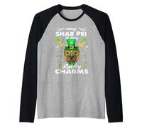 My Shar Pei Is My Lucky Charm Dog St Patricks Day Dogs Maglia con Maniche Raglan