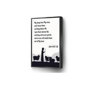 My Sheep Hear My Voice John 10:27-28 Canvas, Christian Bible Verse Sheep Wall Art(Framed,16x24inch(40x60cm))
