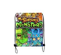 My Singing Monsters - Borsa con coulisse, alla moda, motivo cartone animato 3D, per palestra, nuoto, scuola, ragazzo, 48 x 32 cm, adatta per sport, yoga, viaggi