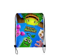 My Singing Monsters - Borsa con coulisse, alla moda, motivo cartone animato 3D, per palestra, nuoto, scuola, ragazzo, 48 x 32 cm, adatta per sport, yoga, viaggi
