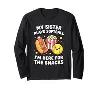My Sister Plays Softball I'm Here for Snacks Meme Design Maglia a Manica