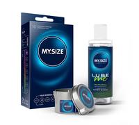 MY.SIZE PRO Preservativi + LUBE ME Natural + Body Candle Set 10 pz Pre