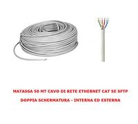 MY SMART SHOP MATASSA 50 MT Metri Cavo di Rete SFTP Cat 5E LAN ETHERNET 5E Internet SCHERMATO Doppia SCHERMATURA Bobina Router Access Point Grigio