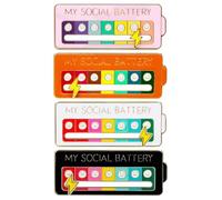 My Social Battery - 4 spille per batteria social, divertenti e interattive, smaltate, 7 giorni alla settimana, per zaini, vestiti, cappelli, borse, sciarpe (nero, bianco, rosa, arancione)