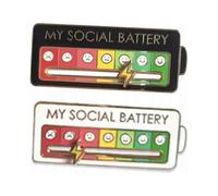 My Social Battery Lapel Pin White Black