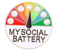 My Social Battery Pin - Spilla a forma di batteria, creativa e simpatica, smaltata, per borse, zaini, cappelli, regali, decorazione, 12.8inch, Metallo, Nessuna pietra preziosa