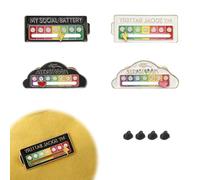 My Social Battery Spilla, DEANKEJI 4 Pezzi Social Battery, 7 Diversi Social Battery Pin, Spille Interattive Dell'umore di Fila per Accessori di Abbigliamento, Valigie, Giacche