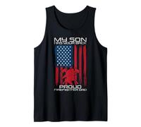 My Son Has Your Back Proud Firefighter Dad American Flag Canotta
