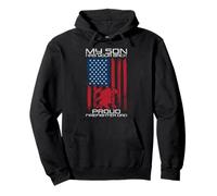 My Son Has Your Back Proud Firefighter Dad American Flag Felpa con Cappuccio