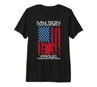 My Son Has Your Back Proud Firefighter Dad American Flag Maglietta Premium