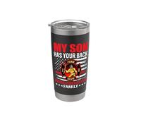 My Son Has Your Back Proud Firefighter Family American Flag Bicchiere termico in acciaio inox doppia parete