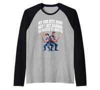 My Son Hits Hard But I Hit Harder So Watch Yo Mouth - Maglia con Maniche Raglan