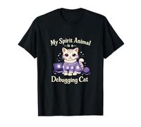 My Spirit Animal is a Debugging Cat Funny Coder novità Maglietta