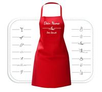 my STITCHERY Grembiule personalizzato con motivo e testo ricamato - Grembiule da cucina personalizzato in cotone di alta qualità come regalo speciale, rosso, taglia unica