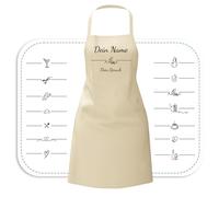 my STITCHERY Grembiule personalizzato con motivo e testo ricamato - Grembiule da cucina personalizzato in cotone di alta qualità come regalo speciale, beige, taglia unica