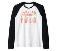My Summer Is All Booked Retro Summer Book Amante Donne Ragazze Maglia con Maniche Raglan