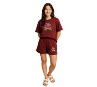 My Swag Elegante set da notte da donna, maglietta e pantaloncini in cotone comodo, rosso cupo, 42