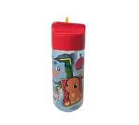 My sweety pop - Borraccia per bambini in plastica con cannuccia Pokémon - 17 cm - Bottiglia trasparente per scuola, sport, uscite - Chiusura sicura - trasparente - Blu/Rosso