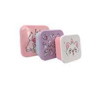 My sweety pop Les Aristocats - Set di 3 contenitori per il pranzo, impilabili, 11,5 cm, per bambini, per l'asilo, la scuola, le vacanze, colore: rosa/viola/bianco