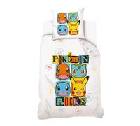 My sweety pop - Parure da letto - 2 pezzi - Bambino - Copripiumino - 140 x 200 - Federa - 70 x 90 cm - 100% cotone (Pokémon - bianco)