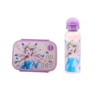 My sweety pop Set da pranzo - Contenitore per merenda + borraccia - pranzo box - idratazione, per bambini, asilo nido, scuola - vacanze - pasto - idea regalo (Frozen - Rosa/Viola)