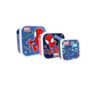 My sweety pop - Set di 3 contenitori per il pranzo - Contenitore per il pranzo - per bambini - Presepe - asilo - Scuola - Vacanze - Pasto - 11,5 cm (Spidey - Rosso/Blu)