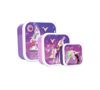 My sweety pop - Set di 3 scatole da gustare - Scatola per merenda - Pranzo box - Per bambini - asilo - scuola - vacanze - pasto - 11,5 cm (Unicorn Academy - Viola)