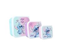 My sweety pop - Set di 3 scatole da gustare - Scatola per merenda - Pranzo box - Stitch - Per bambini - asilo - scuola - vacanze - pasto - 11,5 cm - per ragazza - viola/blu/rosa - idea regalo