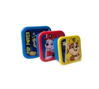 My sweety pop - Set di 3 scatole porta merende Paw Patrol, impilabili, 11,5 cm, per bambini, asilo, scuola, vacanze, blu, rosso, giallo