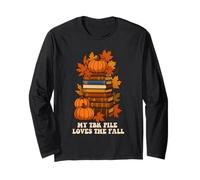 My TBR File Book Lover Autunno Foglie Stagione Autunno Zucca Maglia a Manica