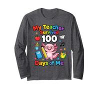 My Teacher Survived 100 Days of Me Funny Teacher Axolotl Maglia a Manica