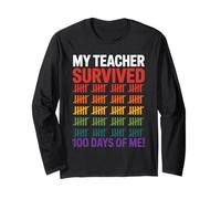 My Teacher Survived 100 Days of Me Tacche Arcobaleno Maglia a Manica