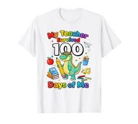 My Teacher Survived Days of Me Funny Dino School Maglietta