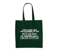 My Testa I'M Punto Croce - Borsa Tote IN Tela - Cucitura No Sew Cucitrice