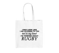 My Testa I'M Thinking About Rugby - Borsa Tote IN Tela - Player League Union