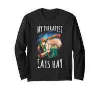 My Therapist Eats Hay Cavallo Ponny Fattoria Stalla Equitazione Maglia a Manica