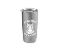My Therapist Has Whiskers Bicchiere termico in acciaio inox doppia parete
