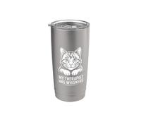 My Therapist Has Whiskers Bicchiere termico in acciaio inox doppia parete