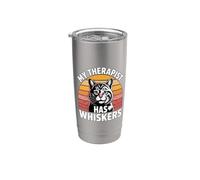 My Therapist Has Whiskers Bicchiere termico in acciaio inox doppia parete