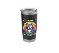 My Therapist Has Whiskers Bicchiere termico in acciaio inox doppia parete
