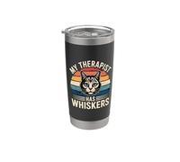 My Therapist Has Whiskers Bicchiere termico in acciaio inox doppia parete
