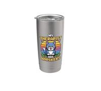 My Therapist Has Whiskers Bicchiere termico in acciaio inox doppia parete