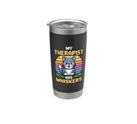 My Therapist Has Whiskers Bicchiere termico in acciaio inox doppia parete