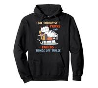 MY THERAPIST PURRS AND KNOCKS THINGS OFF TABLES Felpa con Cappuccio